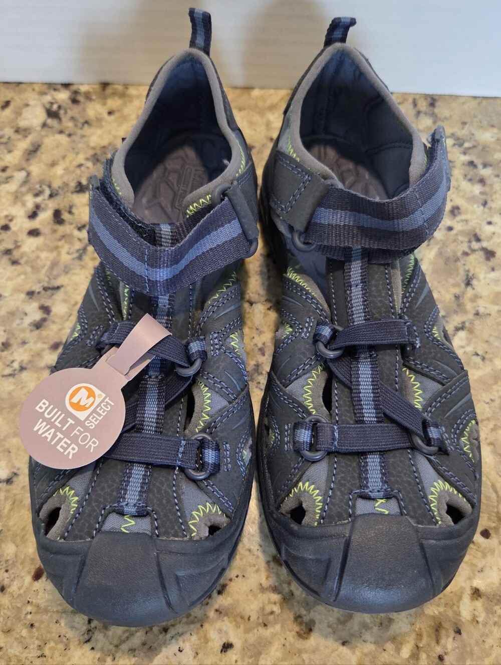 Merrell Boys Size 4 Wide Hydro H2O Hiker Youth Sandals Water Shoes Navy Blue New